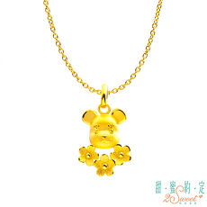 【預購】甜蜜約定2SWEET 綺麗MOMO熊黃金墜子 送項鍊黃鋼鍊