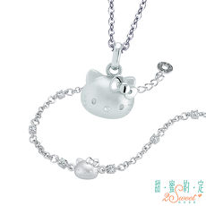 甜蜜約定 HelloKitty 柔情純銀墜子 送項鍊+陪伴純銀手鍊黃鋼鍊