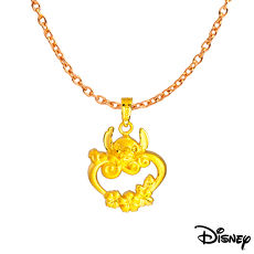【預購】Disney迪士尼系列金飾 黃金墜子-心花開史迪奇款 送項鍊