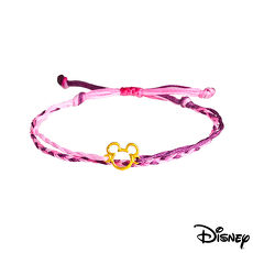【預購】Disney迪士尼系列金飾 黃金/彩色蠟繩手鍊-經典米奇款