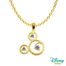 【預購】Disney迪士尼系列金飾 黃金墜子-鑽米奇款 送項鍊
