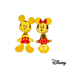 【預購】Disney迪士尼系列金飾 黃金耳環-搖擺米奇美妮全身款