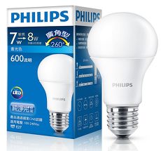 【飛利浦 PHILIPS】LED球型 7W 廣角LED燈泡E27 白光6500K 全電壓6入組