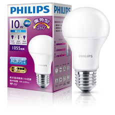 【飛利浦 PHILIPS】LED球型 10W 廣角型 LED燈泡E27 全電壓12入組 白光
