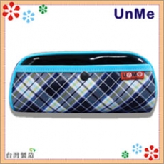 任選【UnMe】全彩格紋筆袋/ 藍色