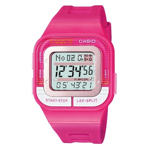 CASIO 輕巧亮麗慢跑用電子錶(桃紅)