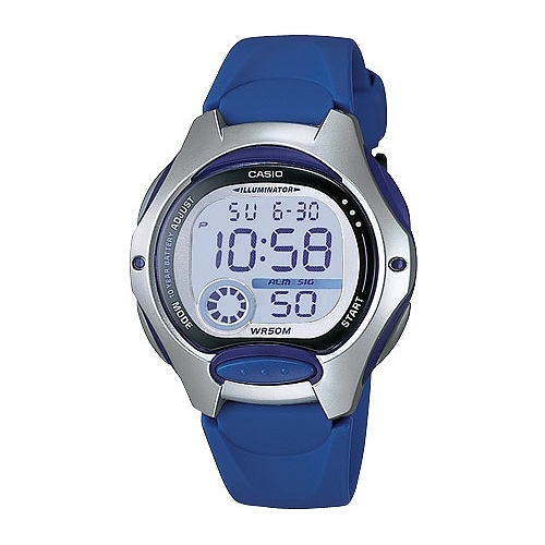 CASIO 電子美人彩色數字運動膠帶錶(深藍)