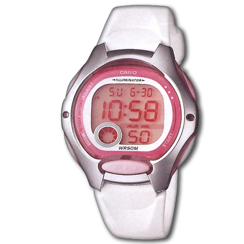 CASIO 電子美人彩色數字運動膠帶錶(白)