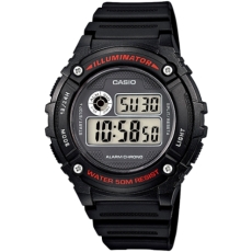 CASIO 競速電小子休閒數字錶(紅字黑框) W-216H-1A