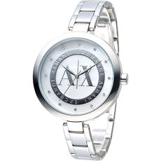 A│X Armani Exchange 美麗傾城時尚晶鑽女錶-銀白(AX4223)