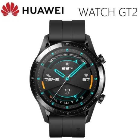 【血氧監測智慧錶】華為 Huawei WATCH GT 2 46mm 曜石黑(氟橡膠錶帶)