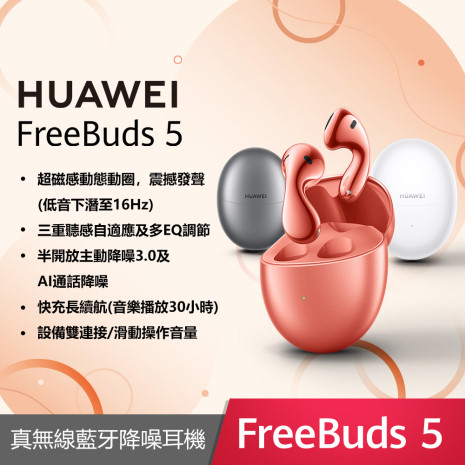 HUAWEI FreeBuds 5 真無線藍牙降噪耳機冰霜銀