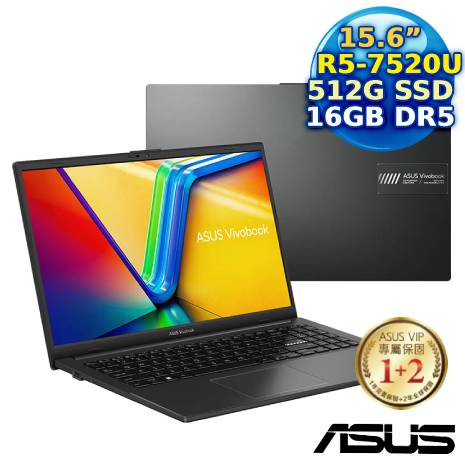 ASUS Vivobook Go 15 E1504FA-0081K7520U 15.6 吋筆電(AMD R5 7520U/16G/512G PCIe/FHD/W11)