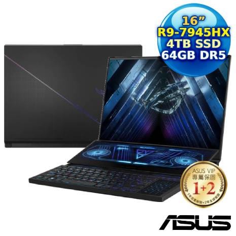 【電競週邊好禮送】ASUS ROG Zephyrus Duo GX650PY-0021A7945HX-NBLM 16吋雙螢幕電競筆電．西風之神(R9-7945HX/32G*2/2TB*2 PCIe/RTX 4090/W11)