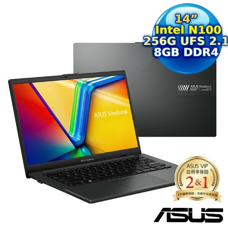 ASUS Vivobook Go 14 E1404GA-0051KN100 混成黑 14吋文書筆電 (Processor N100/8G/256G/14 FHD/W11)
