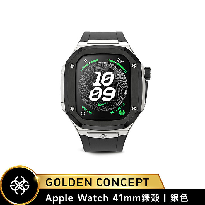 【Golden Concept】Apple Watch 41mm 橡膠錶帶 WC-SPIII41白錶帶金錶框