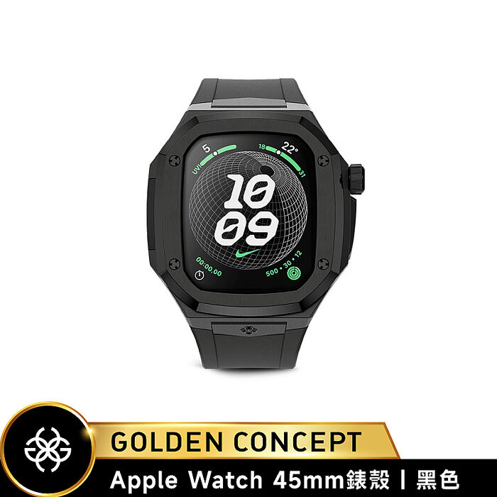 【Golden Concept】Apple Watch 45mm 黑橡膠錶帶 黑錶框 WC-SPIII45-BK-BK
