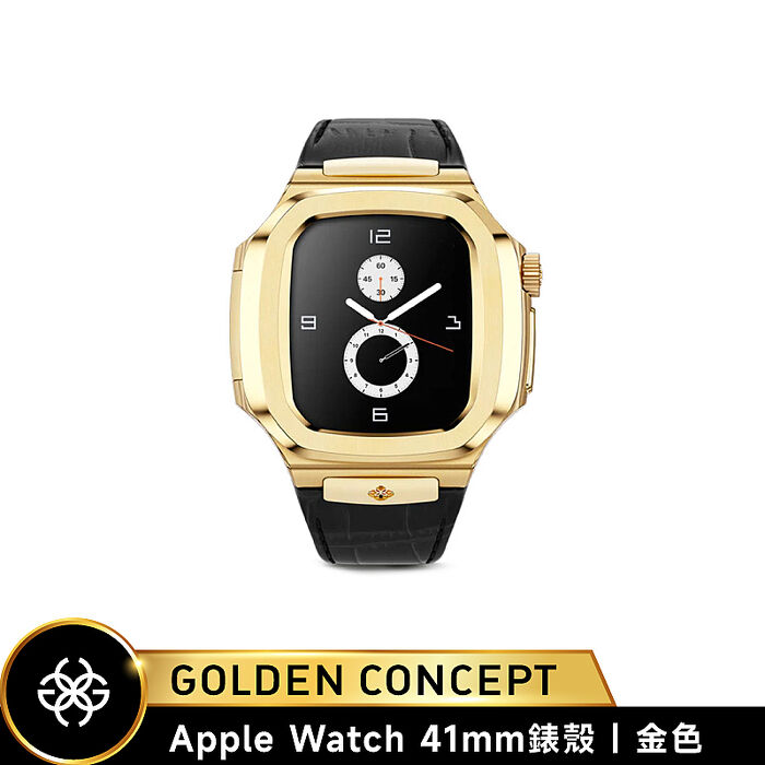 【Golden Concept】Apple Watch 41mm WC-ROL41銀錶框 黑錶帶