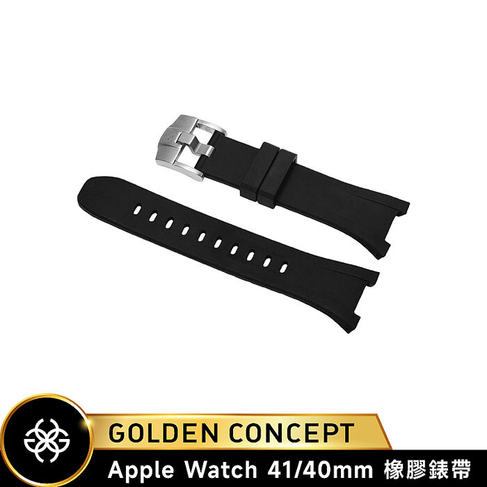 【Golden Concept】Apple Watch 黑橡膠錶帶 (41/40mm) ST-41-RB-BK玫瑰金錶扣
