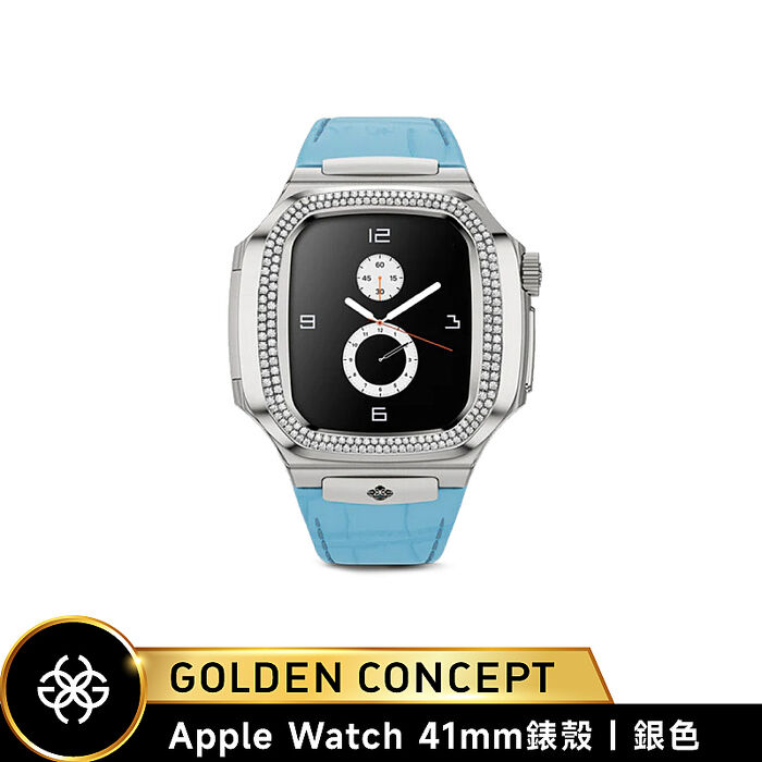 【Golden Concept】Apple Watch 41mm 鑲嵌莫桑石寶石 銀錶框 WC-ROLMD41-SL