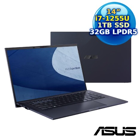 【開學季好禮送】ASUS 華碩 ExpertBook B9 B9400CBA-0171A1255U 14吋商用筆電 (i7-1255U/32G/1TB PCIe/14/W11P/3年保固)