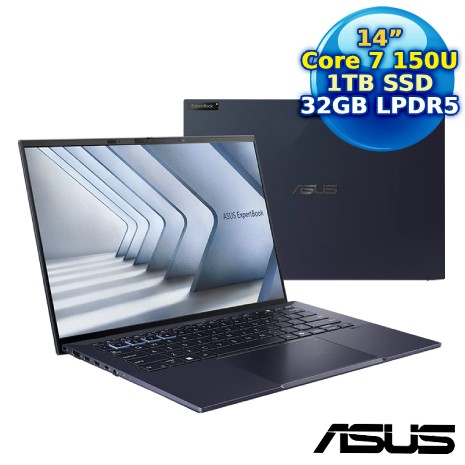 【福利拆封品】ASUS 華碩 ExpertBook B9 B9403CVAR-1791A150U 14吋商用筆電 (Core 7 150U/32G/1TB PCIe/14 OLED/W11P/3年保固)