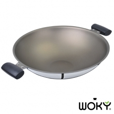 WOKY沃廚-晶砂陶瓷專利不鏽鋼炒鍋39CM
