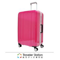 【日本Traveler Station】日本設計 25吋 PC 鋁框拉桿 超靜音輪 行李箱-珠光桃紅