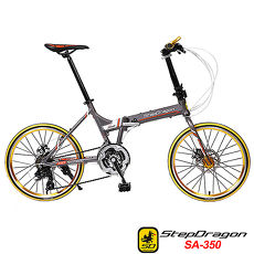 【StepDragon】 SA-350 20吋451 日本Shimano24速指撥式定位變速 鋁合金碟煞折疊車神秘黑
