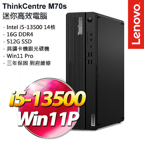 Lenovo聯想 ThinkCentre M70s 輕巧型桌上型電腦 i5-13500/16GB/512G SDD/W11P/三年保