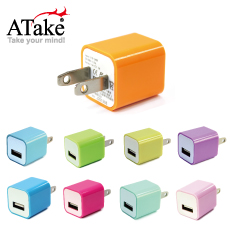 ATake - AC電源轉USB電源轉接頭馬卡黃