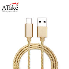 【ATake】A 對 Type C 金屬編織線 1米 AU2C-01玫瑰金