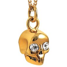 JUICY COUTURE 骷髏頭墜飾晶鑽項鍊-金色