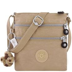 KIPLING 波紋小型三層斜背包-卡其色