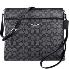 COACH 馬車LOGO大C織紋斜背包-黑色