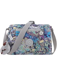 KIPLING 彩繪塗鴉波紋斜背包