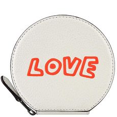 COACH Keith Haring LOVE字樣皮革零錢包-白色