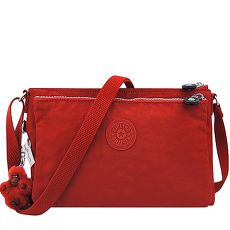 KIPLING 波紋雙層斜背包-紅色