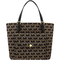 MICHAEL KORS Jet Set Item LOGO織紋托特包-黑色