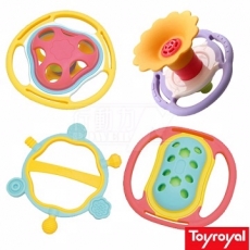 日本《樂雅 Toyroyal》牙膠系列-固齒玩具搖鈴組合(四款合一)