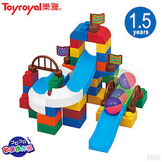 日本《樂雅 Toyroyal》軌道滾球積木-53PCS 大