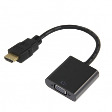 HDMI(公) 對 VGA(母) 鍍金頭連接線15cm(黑)