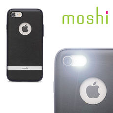 {原廠公司貨}MOSHI Napa for iPhone 8 / 7 皮革雙料保護背殼(炭黑)