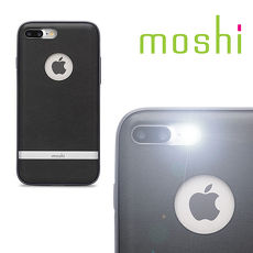 {原廠公司貨}MOSHI Napa for iPhone 8 / 7 Plus 皮革雙料保護背殼(炭黑)