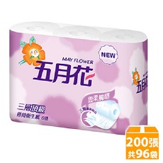 五月花 三層小捲筒衛生紙200張x6捲x16袋