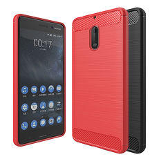 YANG YI 揚邑》NOKIA 6 5.5吋碳纖維拉絲紋軟殼散熱防震抗摔手機殼黑
