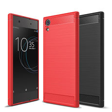 YANG YI 揚邑》Sony Xperia XA1 Ultra 6吋 碳纖維拉絲紋軟殼散熱防震抗摔手機殼黑