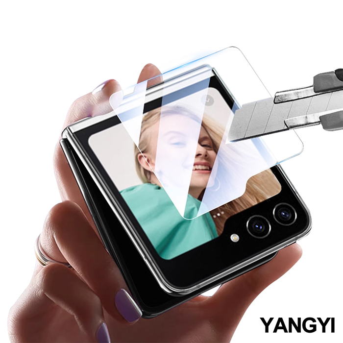 YANGYI揚邑 Samsung Galaxy Z Flip5 外螢幕鋼化玻璃膜9H防爆抗刮防眩保護貼
