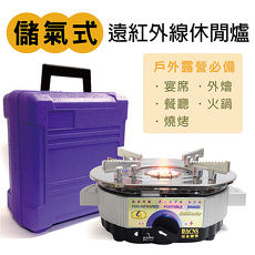 金德恩 台灣製造 戶外露營攜帶式遠紅外線儲氣式休閒爐附收納盒/安全壓力閥/卡式瓦斯罐