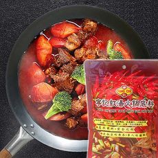金德恩 台灣製造 無塗層精鐵大炒鍋36cm 一入 + 寧記火鍋紅湯麻辣底料 二包
